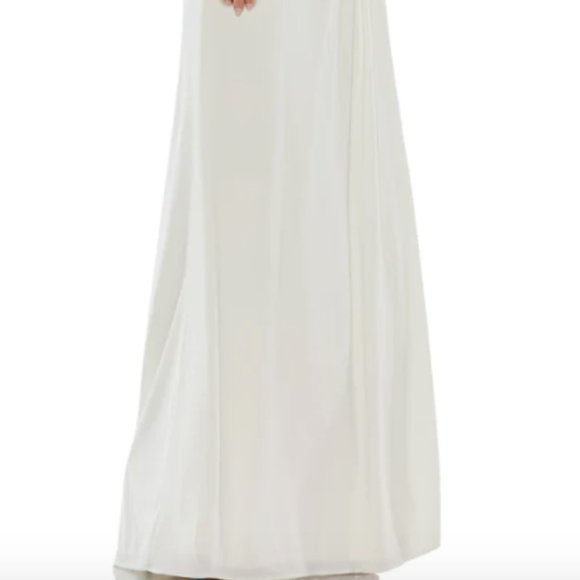 MAC DUGGAL 55709 EMBELLISHED SLEEVE JERSEY WRAP WHITE MULTI GOWN sz 6 - Picture 8 of 9